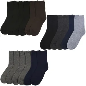 12Pair Boys Crew Dress Socks 2T 3T Kids Toddler Solid Color Asst Casual Ahtletic