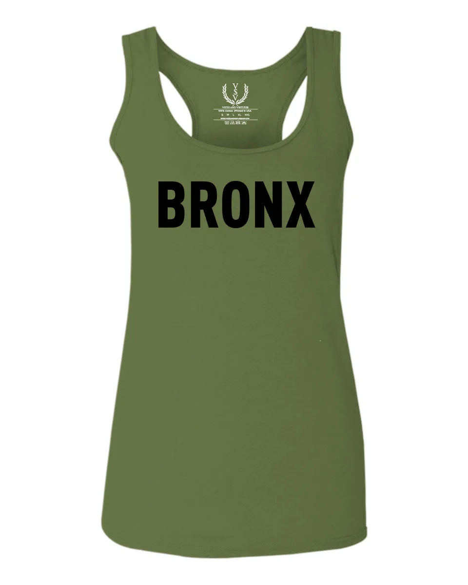 Black Fonts New York Bronx NYC Cool City Street wear  women's Tank Top sleeveless Racerback