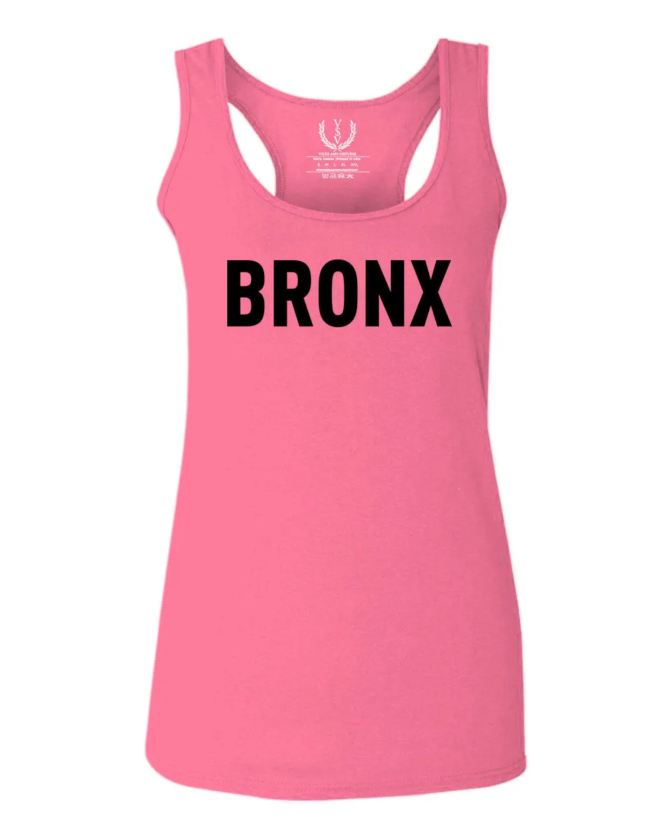 Black Fonts New York Bronx NYC Cool City Street wear  women's Tank Top sleeveless Racerback