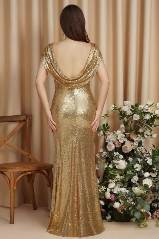 Charming Glitter Seuquins Cap Sleeves Mermaid Prom Dress Floor Length Evening Dress