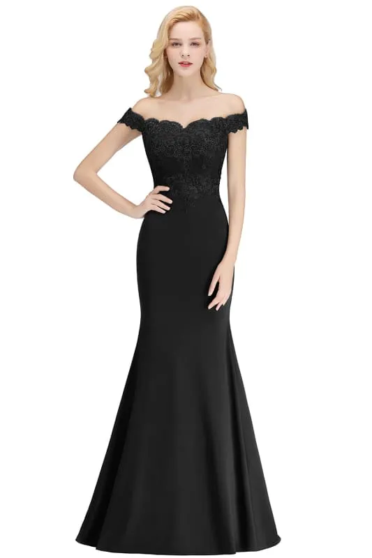 Charming Off-the-Shoulder Tulle Lace Appliques Mermaid Evening Gowns