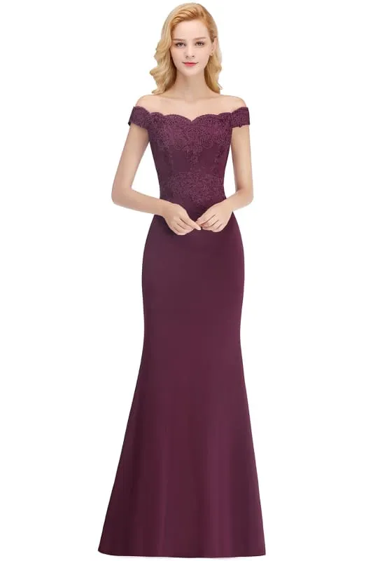 Charming Off-the-Shoulder Tulle Lace Appliques Mermaid Evening Gowns