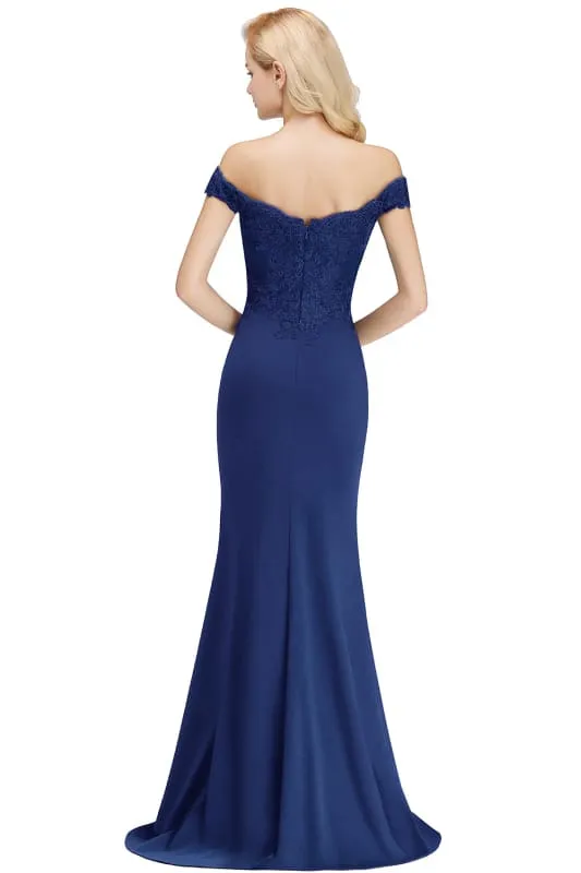 Charming Off-the-Shoulder Tulle Lace Appliques Mermaid Evening Gowns
