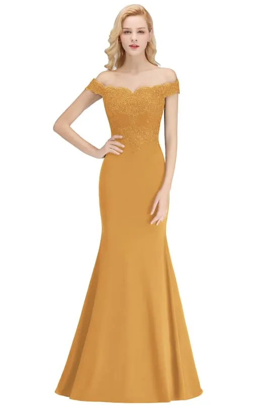 Charming Off-the-Shoulder Tulle Lace Appliques Mermaid Evening Gowns