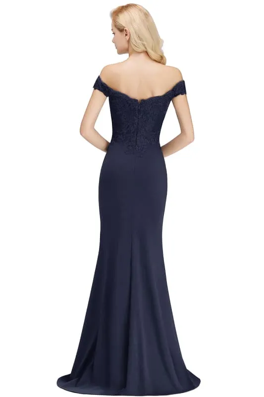 Charming Off-the-Shoulder Tulle Lace Appliques Mermaid Evening Gowns