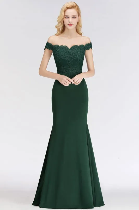 Charming Off-the-Shoulder Tulle Lace Appliques Mermaid Evening Gowns