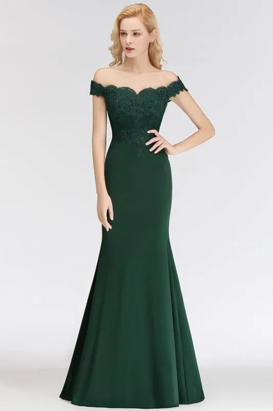 Charming Off-the-Shoulder Tulle Lace Appliques Mermaid Evening Gowns