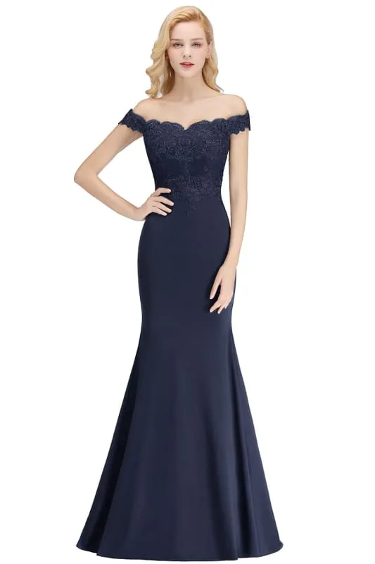 Charming Off-the-Shoulder Tulle Lace Appliques Mermaid Evening Gowns