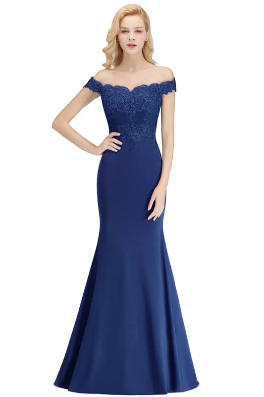Charming Off-the-Shoulder Tulle Lace Appliques Mermaid Evening Gowns