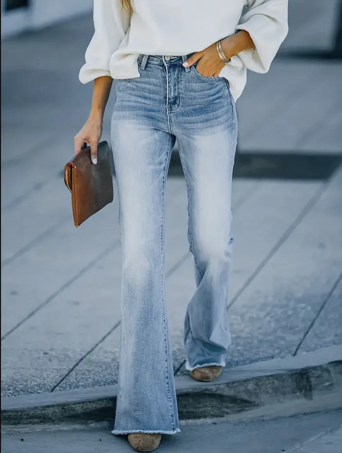 Fashion Slightly Flared High Waist Jeans