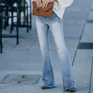 Fashion Slightly Flared High Waist Jeans