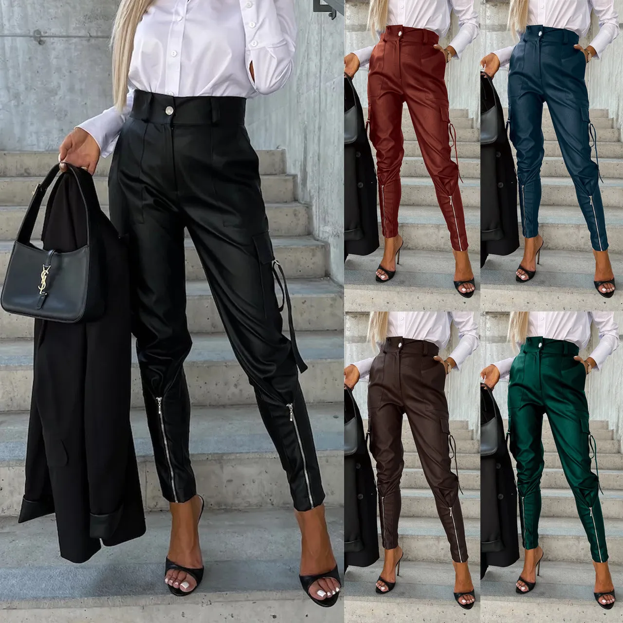 Fashion Slim-Fitting Leather Pants