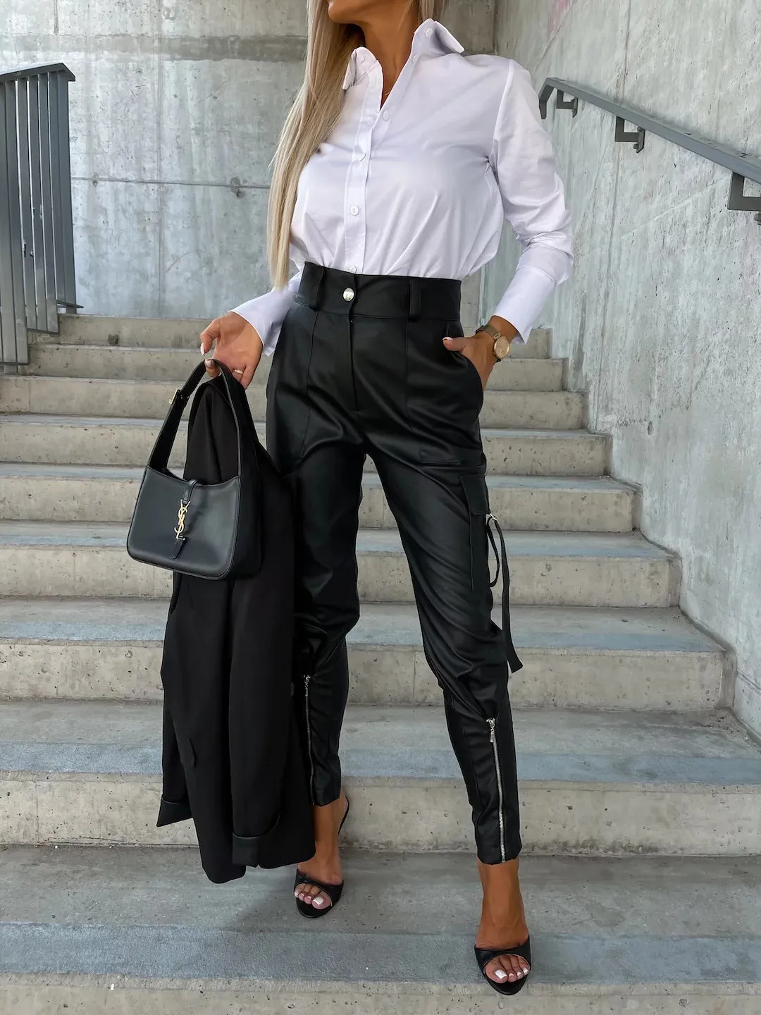 Fashion Slim-Fitting Leather Pants
