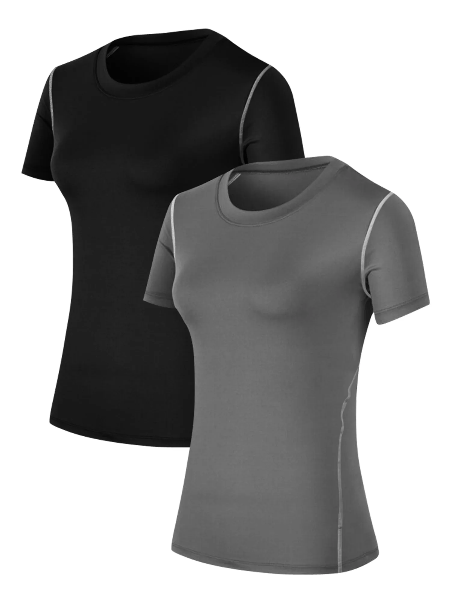 Hanerdun Womens 2PCS Quick Dry Workout Shirts Short Sleeve Yoga Tops Athletic Tight Tee