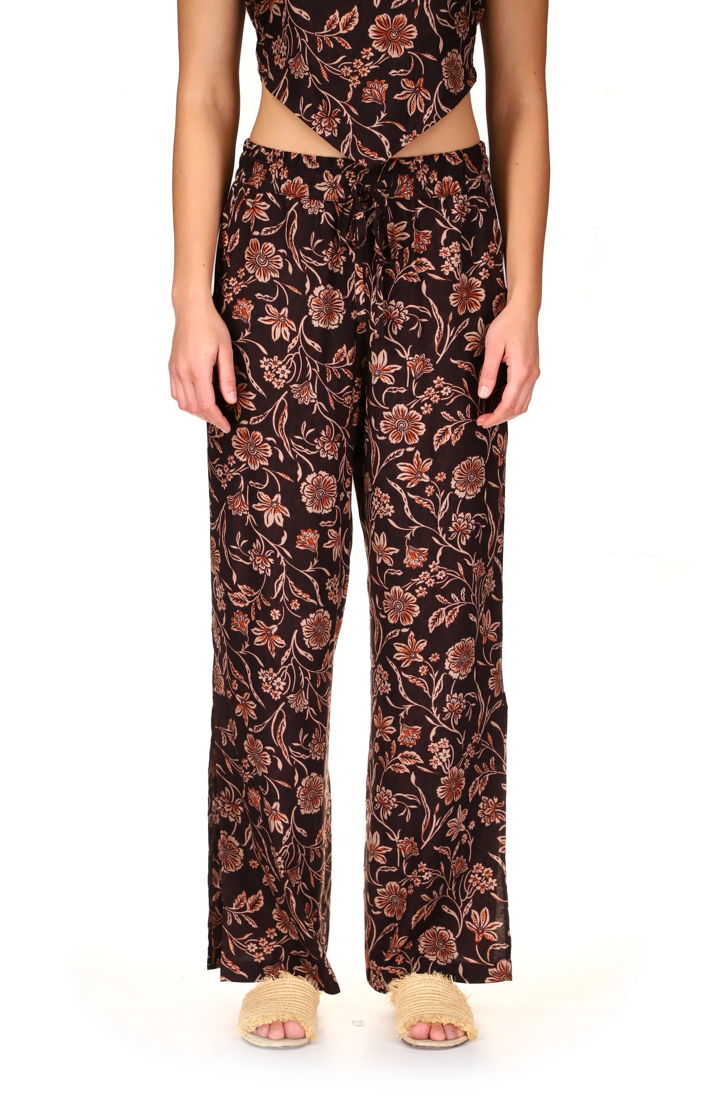 Side Slit Leg Pant - Dusk Floral