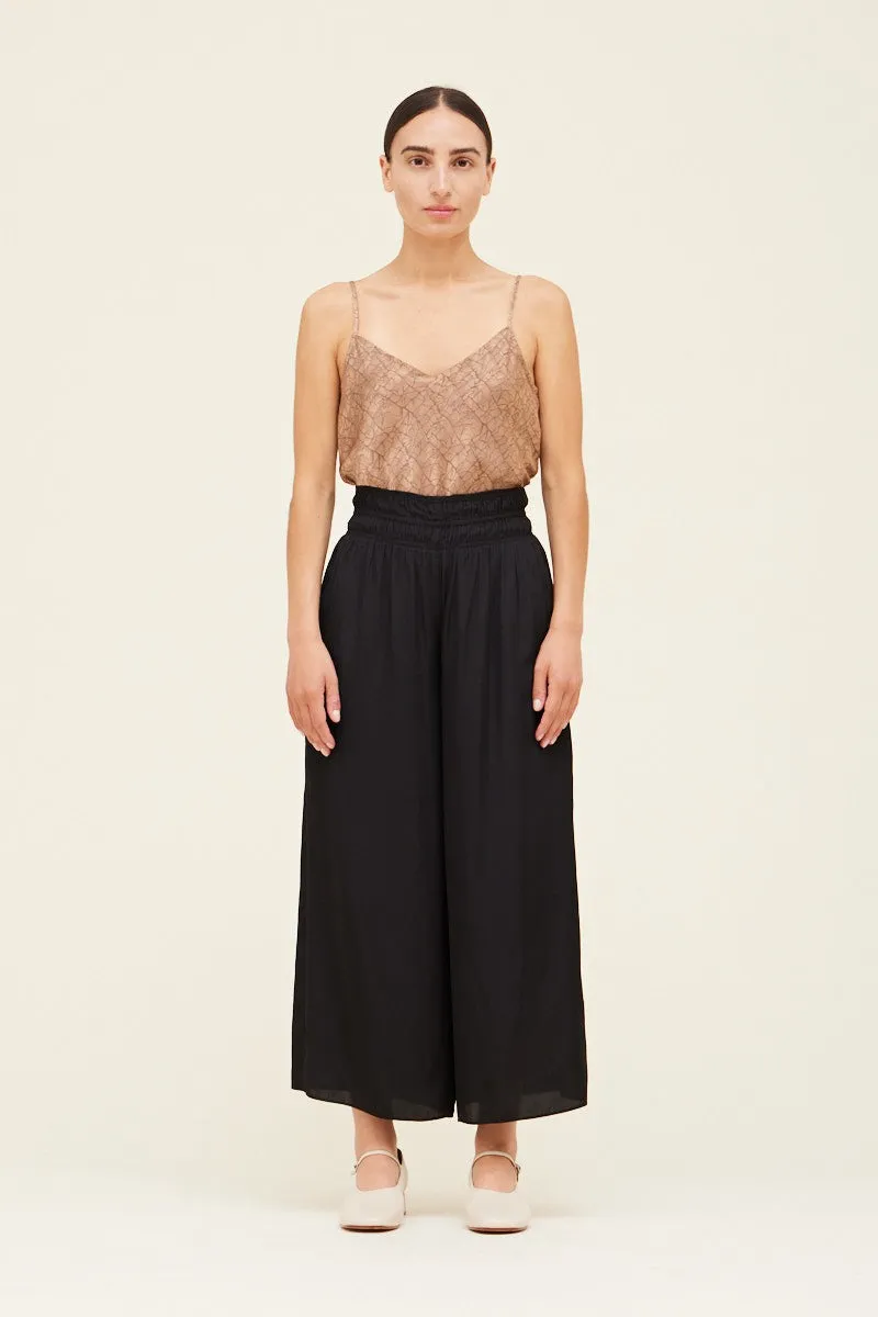 Smocked Waist Wide Leg Pants