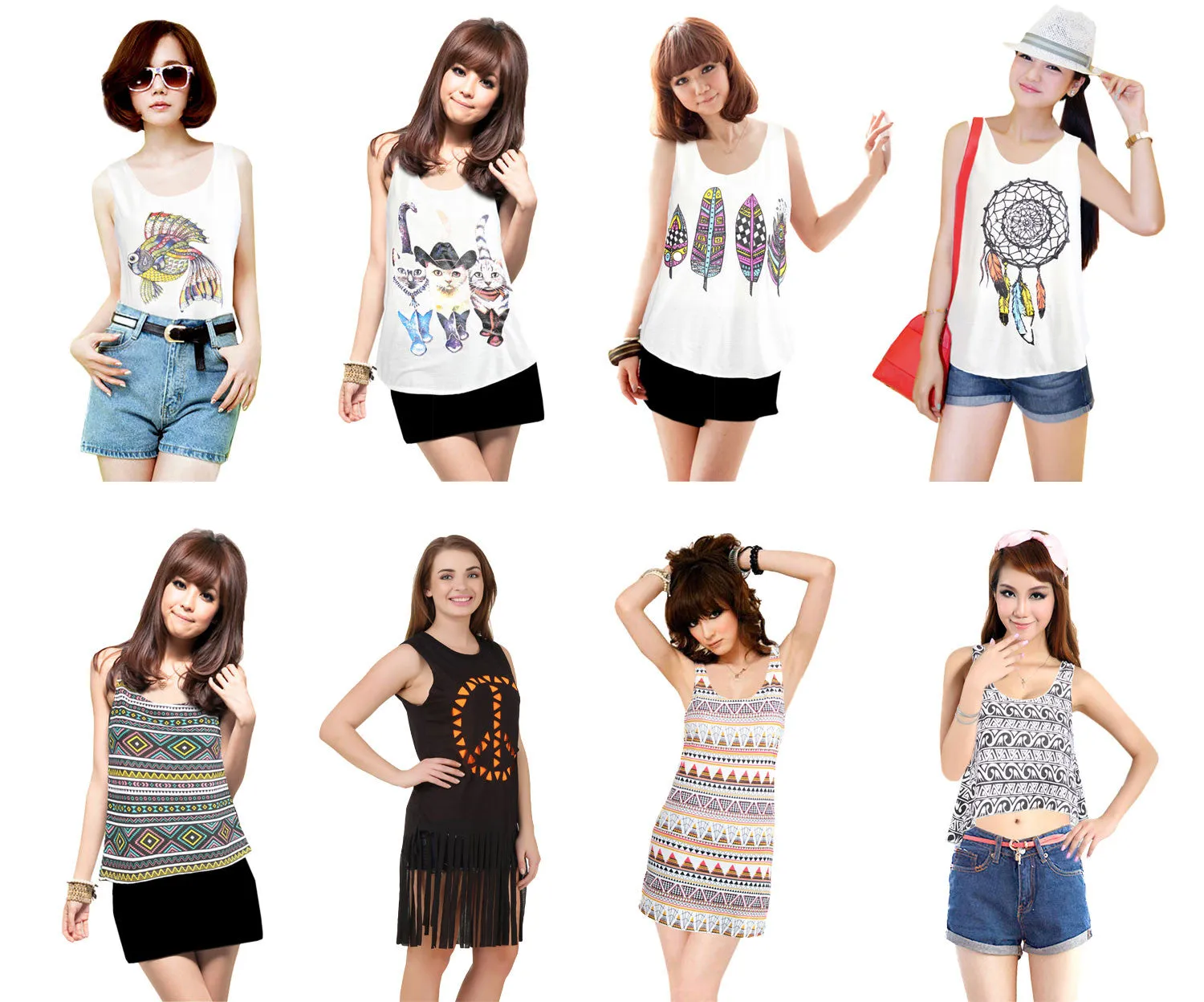 Womens Casual Fashion Tank Top with Graphics Lot of 50