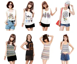 Womens Casual Fashion Tank Top with Graphics Lot of 50